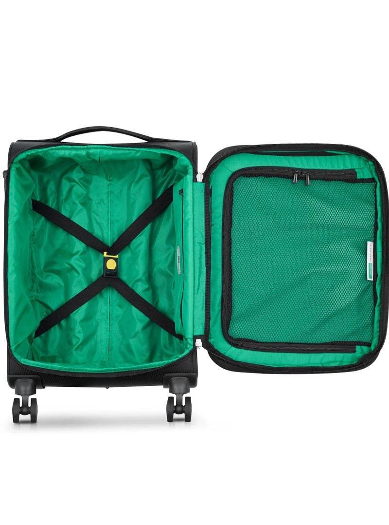 UNITED COLORS OF BENETTON Color Block 55 Cm 4 Double Wheeled Softside Expandable Check-In Luggage Trolley Case - Black - Image 3